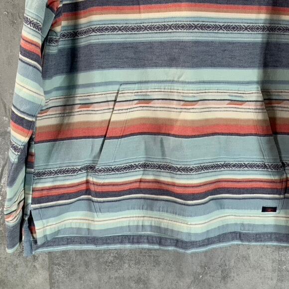 FAHERTY BRAND Men's Blue/Orange/Red Three-Button Baja Pullover Hooded Poncho SZL - Picture 5 of 10